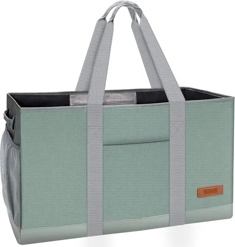 Vista 12 de WONDAY Portador de Bolsa de Compras Reutilizable Extra Grande de Pie con Asa, Treinta y Una Bolsa Utilitaria Plegable para Compras y Playa Verde
