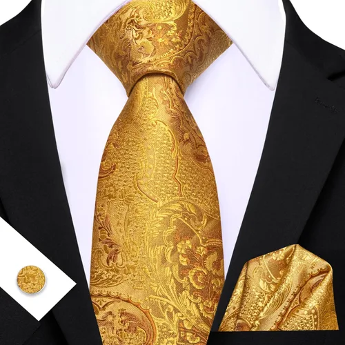 Vista 44 de Barry.Wang - Juego de corbata de seda para hombre, diseño de cachemira, pañuelo y gemelos de bolsillo
