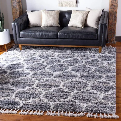 Vista 22 de Unique Loom Hygge Shag Collection - Alfombra de área enrejado (2 pies 2 pulgadas x 3 pies, rectangular, marfil / gris)