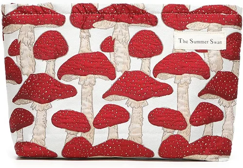 Vista 11 de The Summer Swan Bolsa de maquillaje estética grande Bolsa de maquillaje floral Embrague de medio día Bolsa de kit de período Bolsa