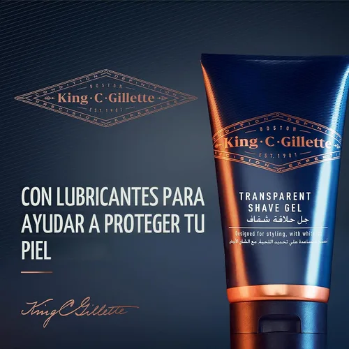 Vista 3 de King C. Gillette Gel de afeitado transparente para hombre con té blanco y aceite de argán, 5 onzas