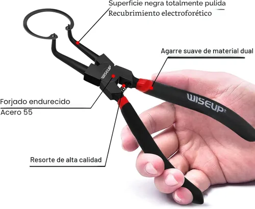 Vista 3 de WISEUP Juego de alicates de anillo a presión, 4 piezas de 7 pulgadas, kit de alicates de circlip interno/externo de 7 pulgadas, puntas de mandíbula