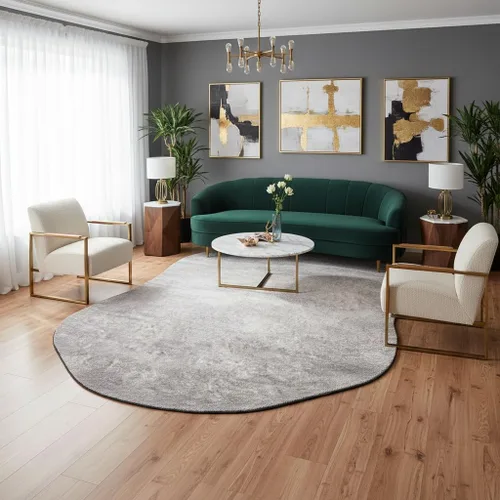 Vista 23 de Alfombra moderna con forma abstracta beige para sala de estar, dormitorio, comedor, contemporánea, lavable, de 2 x 3 pulgadas, decoración