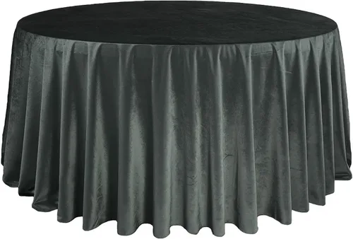 Vista 14 de YOUR CHAIR COVERS - Mantel redondo de terciopelo de 120 pulgadas - Mantel de lino negro para mesas redondas estándar