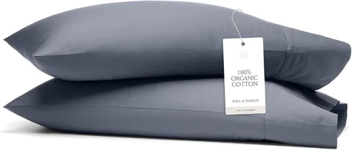 Vista 12 de BOLL & BRANCH Signature - Juego de fundas de almohada con dobladillo, estándar, color crema Algodón 100% orgánico de lujo, suave y transpirable