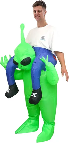 Vista 2 de PHQOORYTH Disfraz inflable de alienígena, disfraz de alienígena para adultos, disfraz inflable para Halloween, Navidad