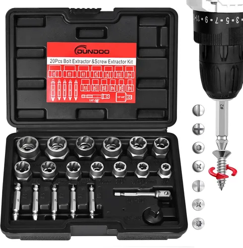 Vista 8 de Juego de extractor de pernos, kit de extractor de pernos fáciles de 15 piezas, juego de zócalos extractores de impacto de 3/8" para pernos y tuercas