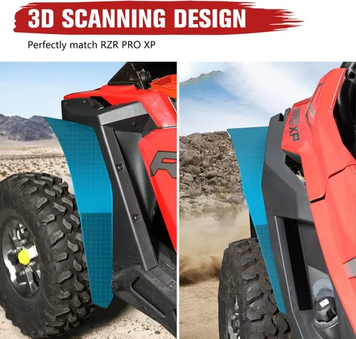 Vista 5 de A & UTV PRO Kit de aletas de barro y bloqueo de pozo de rueda trasera para Polaris RZR PRO XP y XP 4 2020 a 2024 – Extensor de salpicaduras