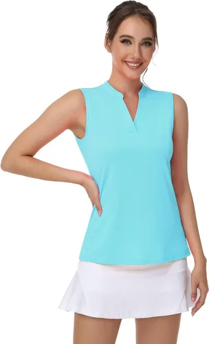 Vista 6 de Polo de golf sin mangas para mujer, camisetas deportivas ligeras para tenis