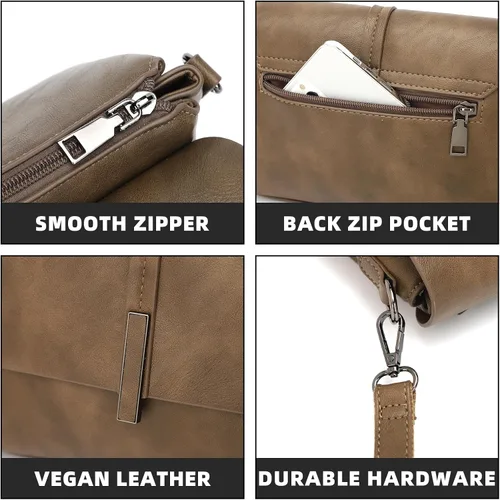 Vista 3 de KouLi Buir Bolsos cruzados para mujer, bolsos de cuero sintético, bolsos de diseñador de moda, bolso de hombro de mano de noche