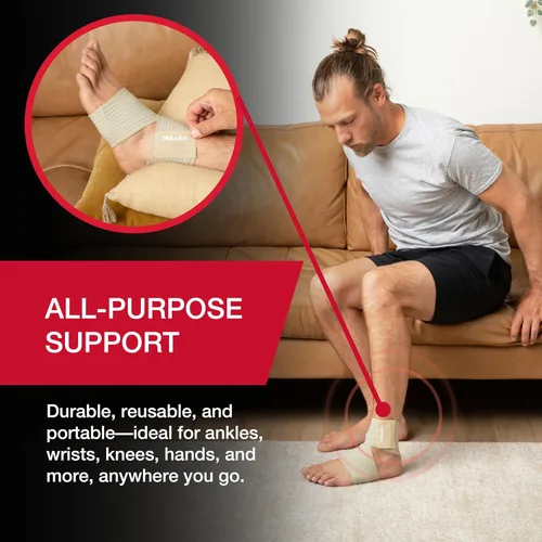 Vista 6 de MUELLER Sports Medicine - Envoltura de apoyo multiusos para hombres y mujeres, compresión ajustable para soporte articular y muscular, color beige