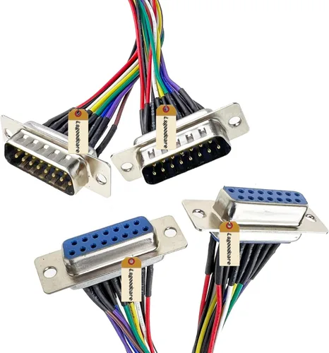 Vista 4 de Lsgoodcare 4 unids RS232 DB15 conector serial VGA 15 pin hembra 2 filas tipo soldadura enchufe D-SUB macho enchufe conector con cable de 11.81