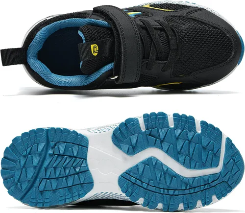 Vista 3 de Jinta Shoes Zapatos deportivos para niños y niñas, tenis deportivos, gimnasio, correr, correr, Azul