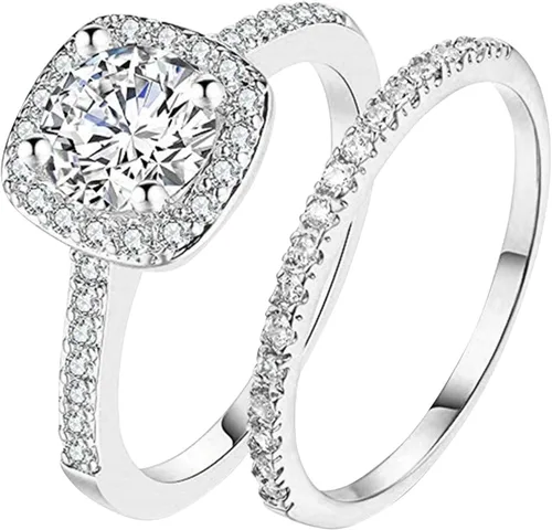 Vista 2 de Clearance Hollow Carving Diamond RingsWomen Fashion Luxury Zircon Rings Engagement Wedding Rings Jewelry Gift by ZYooh