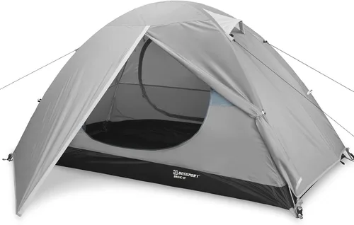 Vista 14 de Bessport Tienda de campaña para 1/2 persona, impermeable, dos puertas, tienda de mochilero, fácil instalación, ligera, para exteriores, senderismo