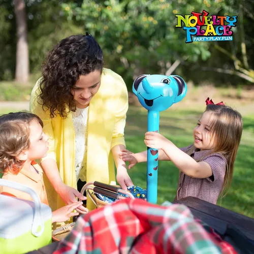 Vista 6 de Novelty Place 6 unidades inflables de animales con sonido – Globos de animales de safari de la selva para niños, juguetes inflables para niños