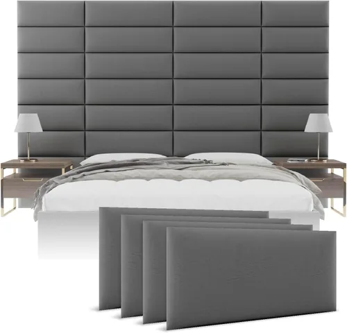 Vista 14 de Vänt - Paneles tapizados de pared, cabeceros de pared tamaño Queen/Full, color beige boucle, juego de 4 paneles
