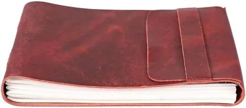 Vista 10 de Diario de viaje de cuero, cuaderno encuadernado vintage hecho a mano para hombres y mujeres, acabado antiguo, cuero de búfalo auténtico, papel