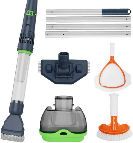Vista 8 de Aspiradora recargable para bañera de hidromasaje para piscina y spa, modo dual y sistema de accionamiento magnético, filtros de malla ultra fina