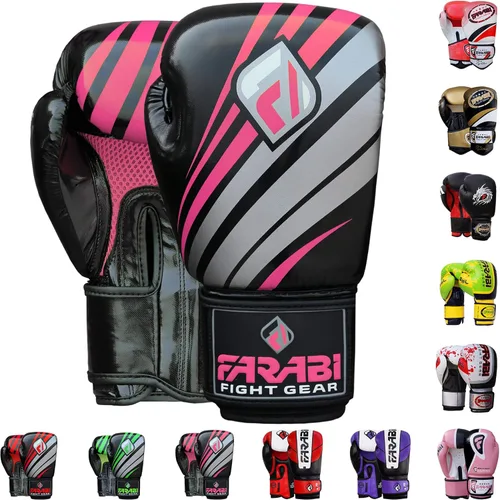Vista 6 de Farabi Guantes de boxeo Pro Fighter Sparring Gym Bag Punching Focus Pad Mitts