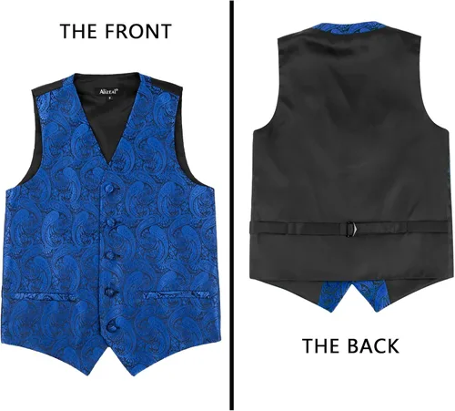 Vista 9 de Alizeal Conjunto de 2 piezas de corbata de lazo preatada de jacquard de cachemira con estampado floral clásico para niños