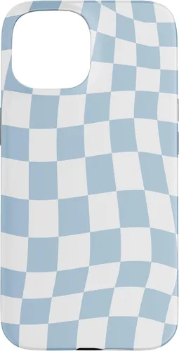 Vista 6 de Funda estética pastel azul claro remolino a cuadros para iPhone 16
