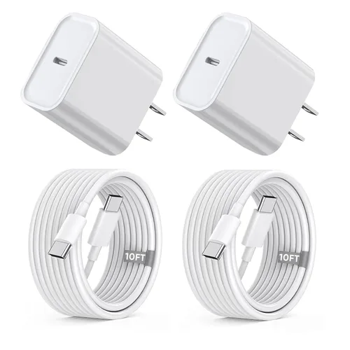 Vista 8 de Cargador rápido para iPhone, [certificado MFi] Bloque de carga rápida USB C de 20 W con cable de Tipo-C a Lightning de 10 pies, carga súper rápida