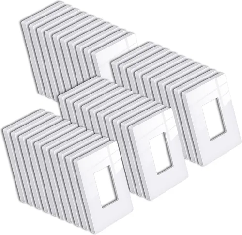 Vista 16 de BESTTEN Placa de pared sin tornillos de 5 segmentos, cubierta de enchufe decorador, placa decorativa para interruptor, serie blanca nieve brillante