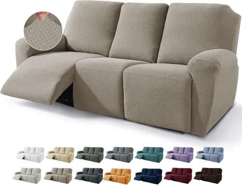 Vista 10 de JIVINER Fundas de sofá reclinable de 8 piezas, fundas elásticas de jacquard para sofá reclinable, fundas para sala de estar, protector suave de 3