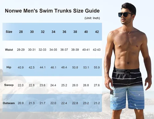 Vista 6 de Nonwe - Traje de baño para hombre, de secado rápido y a rayas, ideal para vacaciones de verano en la playa