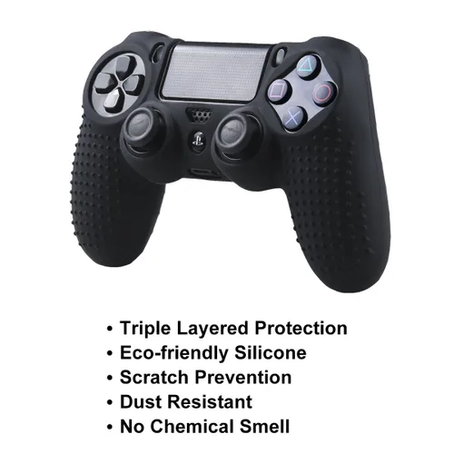 Vista 4 de Funda protectora de silicona para Playstation 4 - PS4 Controller Grip antideslizante para Sony Games, Slim, Pro - 2 Pack PS4 Controller Cover - 4