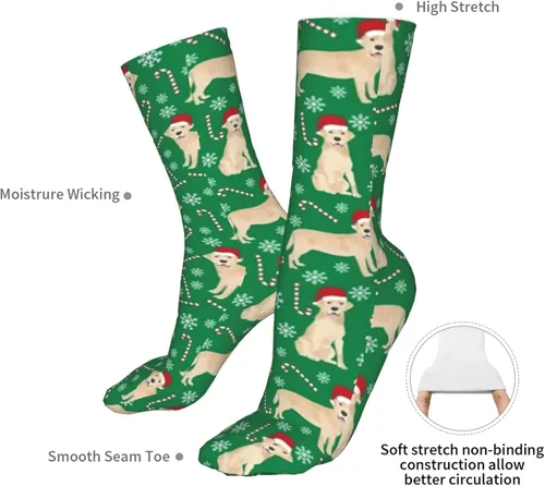 Vista 4 de chegna Amarillo labrador amarillo Lab Quilt amarillo Lab Dog Christmas Athletic Socks Sport Running Calf Socks Performance acolchado transpirable