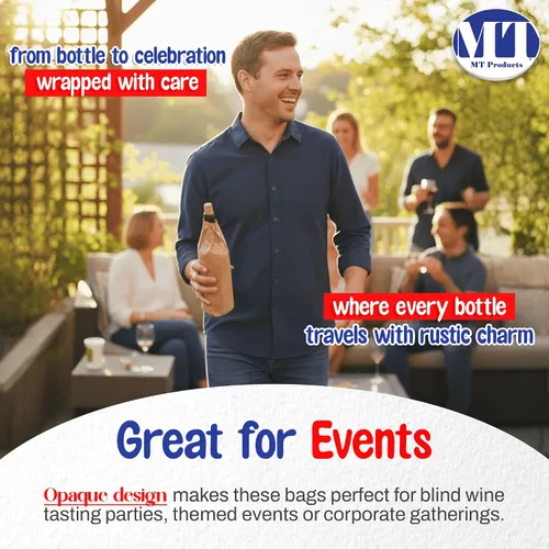 Vista 6 de MT Products Bolsas de vino Kraft de 3.75 x 2.25 x 11.5 pulgadas, bolsas de papel desechables para regalo, paquete de 1000