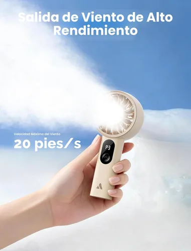 Vista 3 de Aecooly Potente ventilador portátil, potente ventilador de mano, recargable Beige