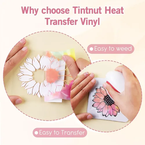 Vista 3 de Tintnut Vinilo de transferencia de calor Tie Dye, 8 hojas de 10 x 12 pulgadas, multicolor acuarela arco iris, vinilo para planchar para regalos