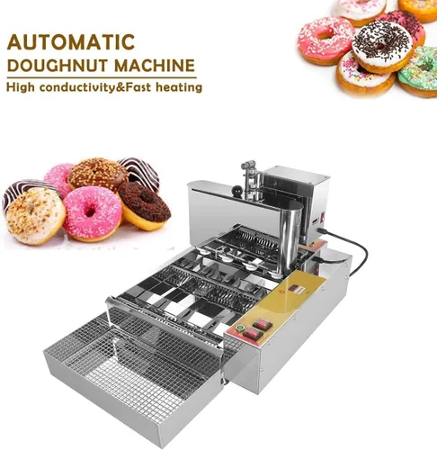 Vista 4 de EAGLEG Máquina automática comercial para hacer donas 4 filas, 2800 W de acero inoxidable donuts máquina de bocadillos, freidora comercial de donas