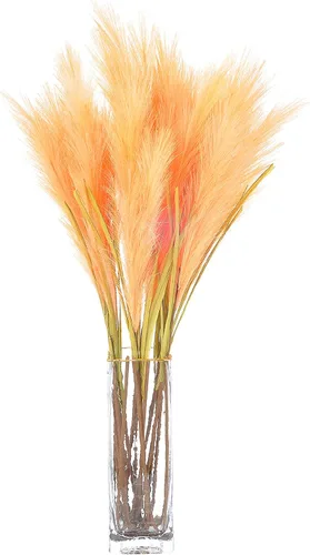 Vista 8 de Hierba artificial de las pampas, 6 piezas de 39 pulgadas de largo de tallo común, fragmitas de caña común, decoración bohemia para habitación Borgoña