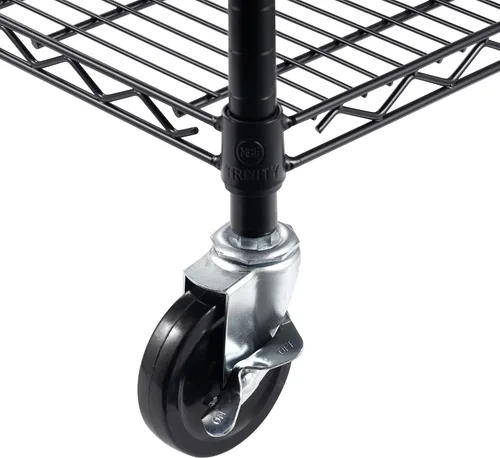 Vista 6 de Trinity Basics Estantería de alambre ajustable de 3 niveles con ruedas para organización de cocina, almacenamiento de garaje, cuarto de lavandería