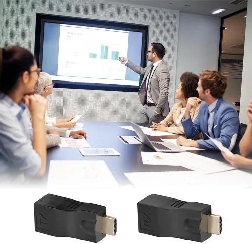 Vista 3 de Joyzan Extensor HDMI a RJ45, convertidor de red Ethernet, repetidor, transmisor, adaptador receptor sobre Cat 5e 6e Cable Splitter HD 1080p 98ft