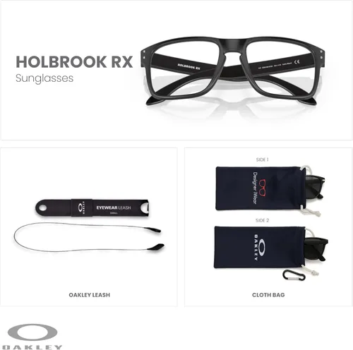 Vista 2 de Oakley Holbrook Square OX8156 - Gafas para hombre + paquete con kit de correa de accesorios, bolsa de microfibra