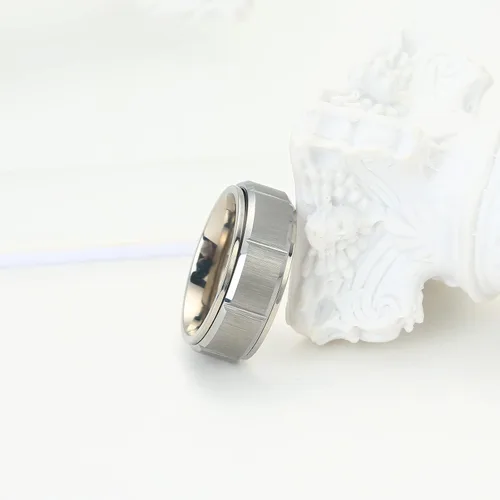 Vista 5 de Anillo giratorio de titanio de tungsteno de 0.2360.315 pulgadas para hombre, tamaño medio, sin níquel, anillo de ansiedad para hombres y mujeres