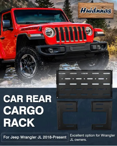 Vista 2 de Estante de carga trasero para Jeep Wrangler JL 2018-2024 2025 Capacidad Trasero para Jeep Wrangler JL Accesorios Estante de maletero de metal sólido