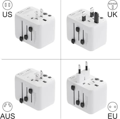 Vista 2 de Adaptador de viaje de carga rápida, Blanco, 28W US