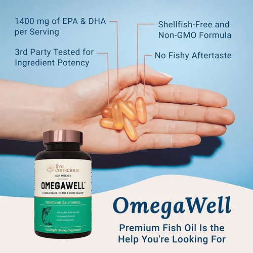 Vista 6 de Live Conscious OmegaWell - Aceite de pescado y MagWell MagWell Magnesio Zinc y Vitamina D3 Salud ósea y cardíaca, apoyo del sistema inmunológico +