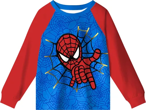 Vista 3 de QASALOP Conjunto de pantalones de manga larga de dibujos animados para niño, 2 piezas, ropa de juego de dibujos animados lindos para niños de 3 a 12