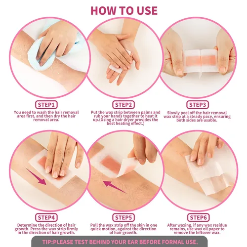 Vista 7 de 60 tiras de cera - Kit de depilación facial de 40 y 20 cuerpos