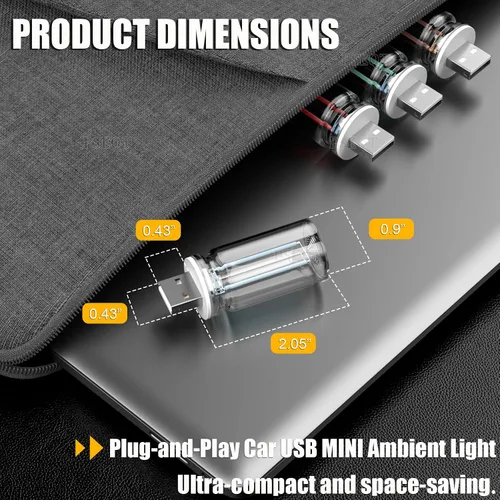 Vista 7 de PSEQT Luces Interiores Retro para Coche USB, Luces de Ambiente Mini Neón con Atenuación Táctil, Lámparas Decorativas para Coche con Enchufe