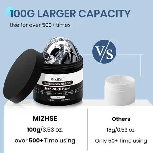 Vista 7 de MIZHSE - Gel constructor sólido para uñas, 3.53 oz, gel para esculpir 3D transparente para uñas 3.53 oz transparente