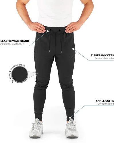 Vista 2 de Pantalones de entrenamiento para hombre Hydrafit. Pantalones de entrenamiento para hombre activos, para deportes y correr. Pantalones