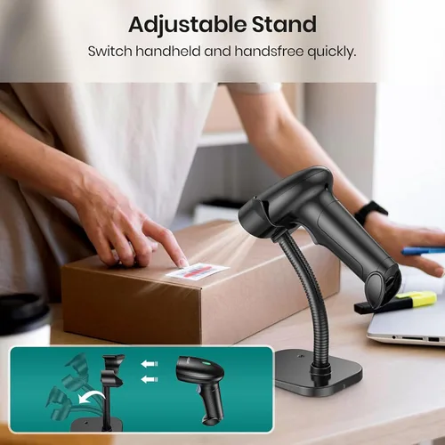 Vista 6 de Escáner de código de barras Anyeast 2D 1D con soporte, Bluetooth, inalámbrico y USB con cable Screen scanning, 2.4G connection, automatic Gris